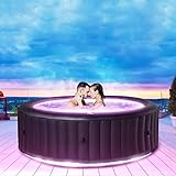 Miweba MSpa aufblasbarer Whirlpool mit Premium LED Beleuchtung - Outdoor Pool Aurora | Rund  204.0 cm - 6 Personen Spa aufblasbar - Ozon & UV-C Reinigung - Bis 1429 L - Bis 40°C (6 Personen)